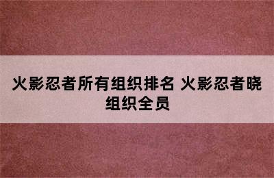 火影忍者所有组织排名 火影忍者晓组织全员